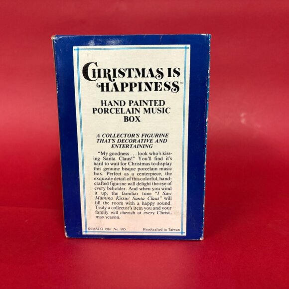 Jasco 1981 Santa Mrs Claus Music Box Bisque Porcelain Christmas Kissing Work - Picture 5 of 15